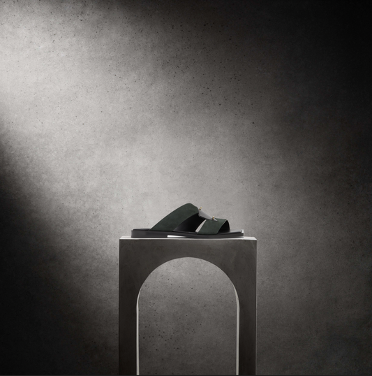 HUANCO - Men's Strap Leather Sandal (Green & Black)