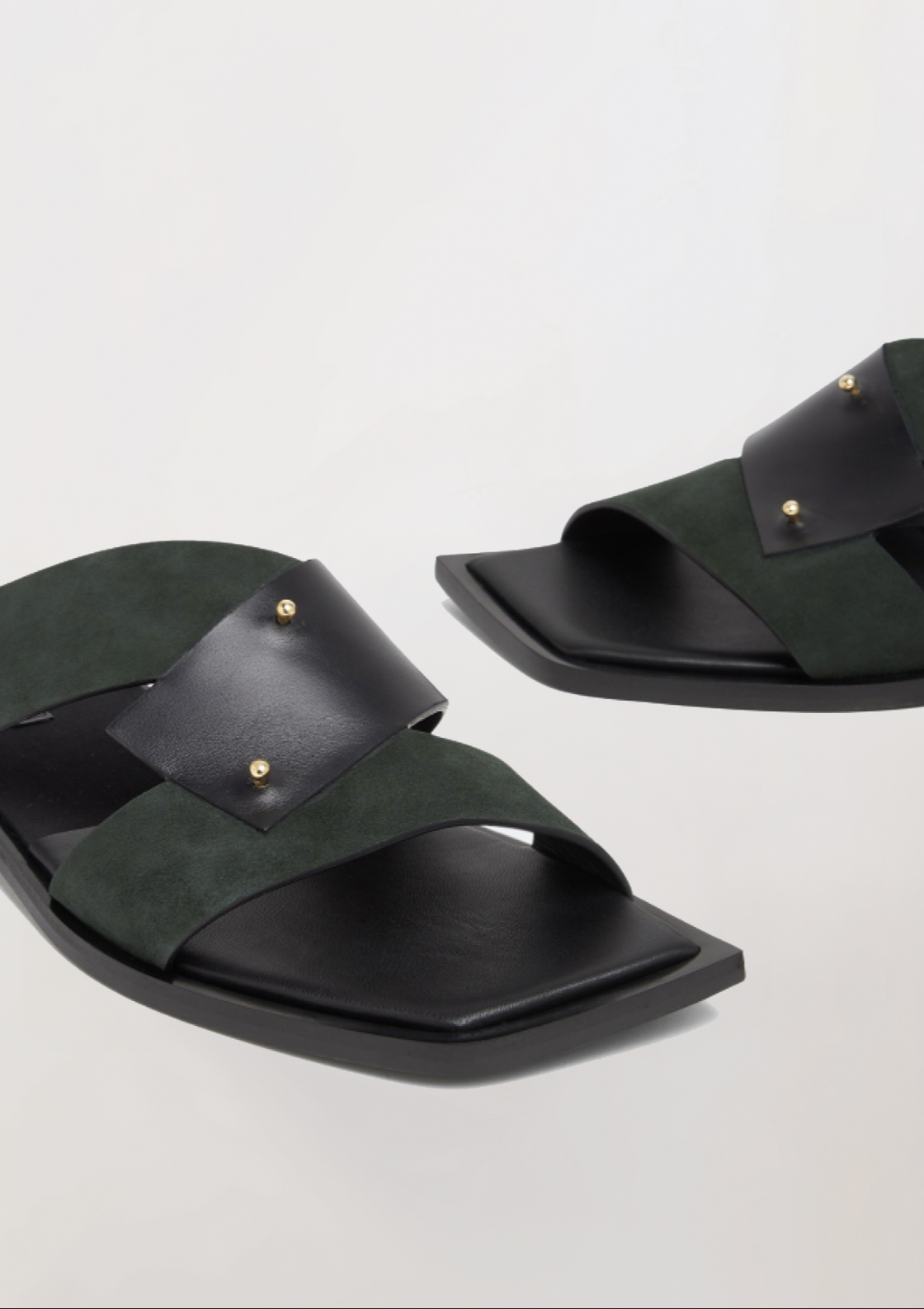 HUANCO - Men's Strap Leather Sandal (Green & Black)