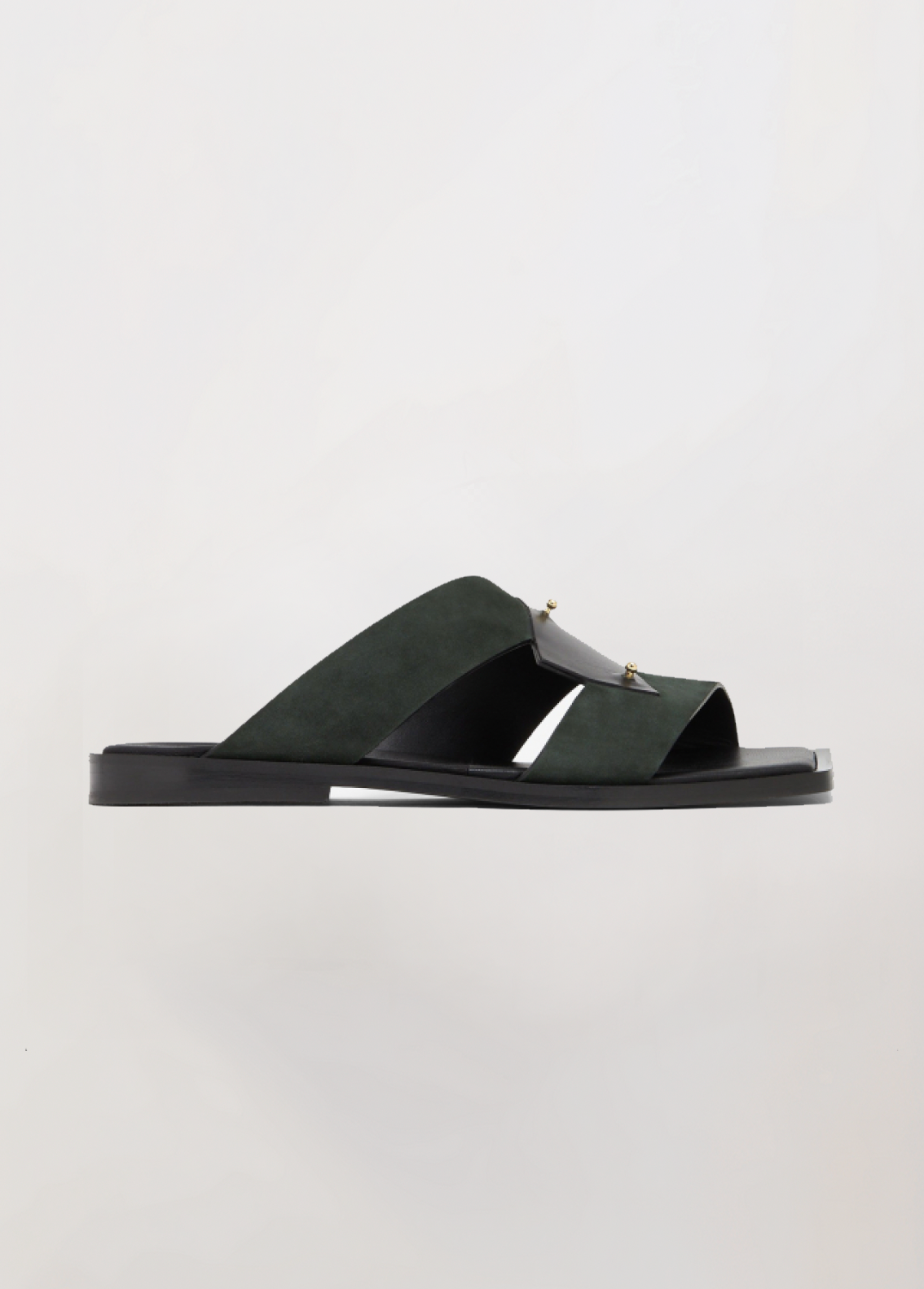 HUANCO - Men's Strap Leather Sandal (Green & Black)