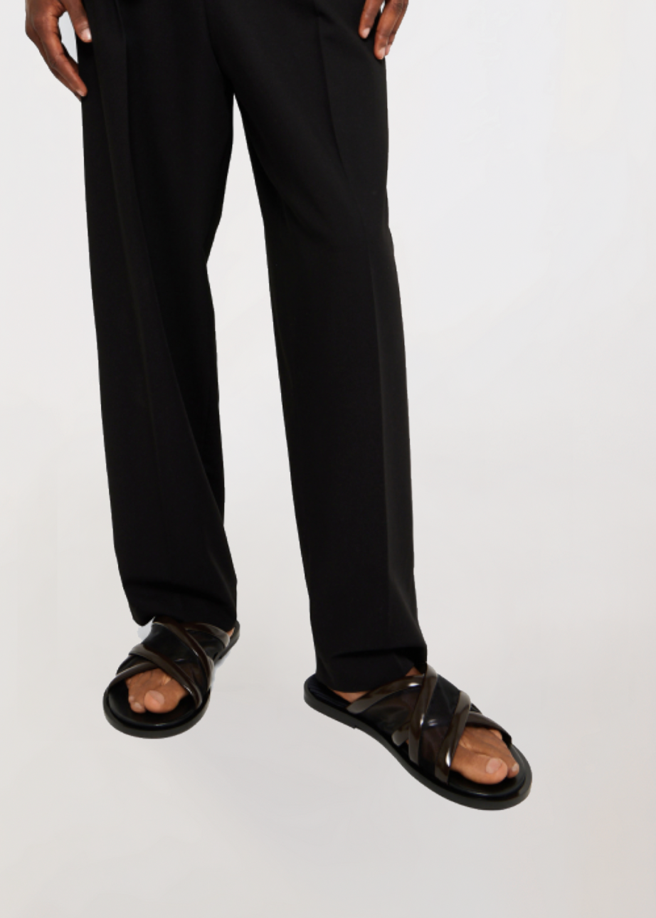 ILO - Men's strap sandal (Black & Chocolate)