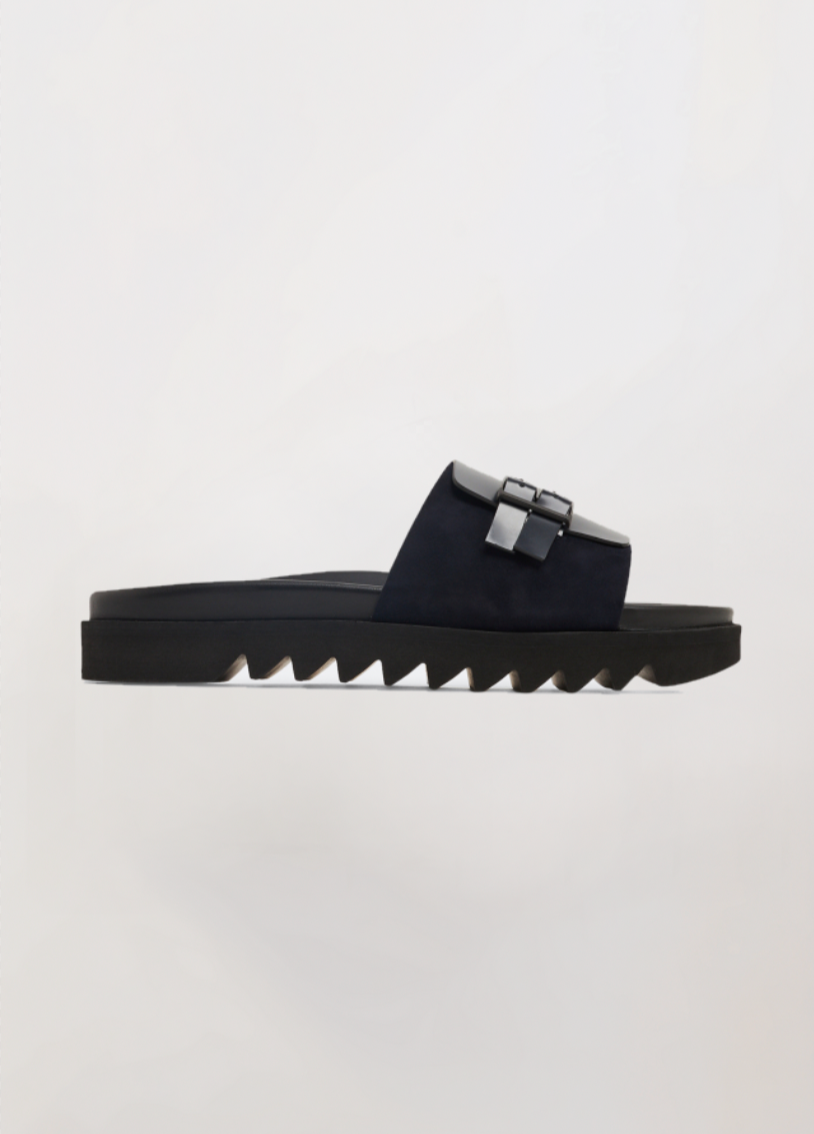 PIURA - Men's leather slide (Navy)